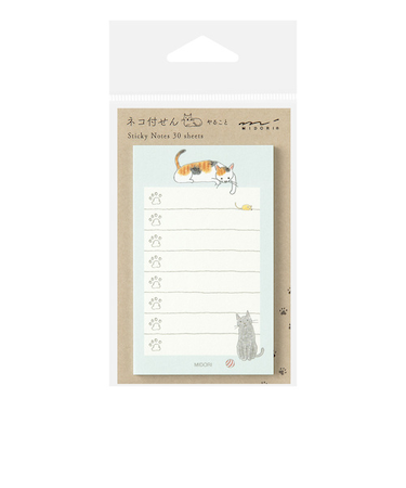 ミドリ（MIDORI）　付せん紙　やること　ネコ柄　緑　19093006