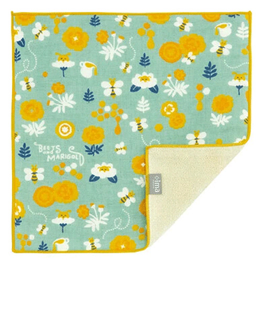 プレーリードッグ（PRAIRIEDOG）　ハンカチ　+ima（プラスイマ）　WAFUKA　TIOー5129　ミツバチとマリーゴールド