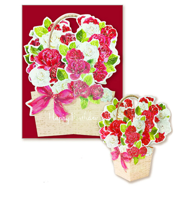 クローズ・ピン　ポップアップ誕生日カード　GC-16120　バラかご