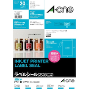 エーワン（A-one）　ラベルシール　インクジェット　超耐水マット　ホワイト　A4　1面　ノーカット　62201　20シート