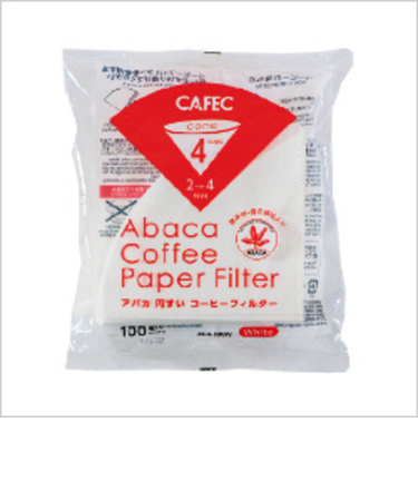 カフェック（CAFEC）　アバカ円すいフィルター　AC4－100　ホワイト　4杯用　100枚