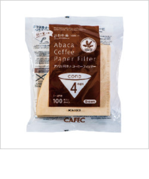 カフェック（CAFEC）　アバカ円すいフィルター　AC4－100　ブラウン　4杯用　100枚