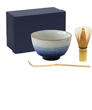 藍花　お抹茶3点セット　裾濃　呉須　15345