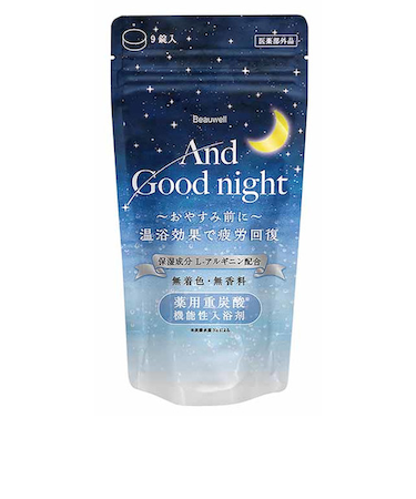 ビューウェル（Beauwell）　アンドグッドナイト　薬用入浴剤（重炭酸）　無香料　15g×9錠