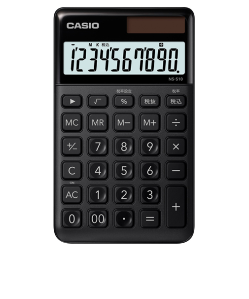 カシオ（CASIO）　スタイリッシュ電卓　NS-S10-BK-N　ブラック