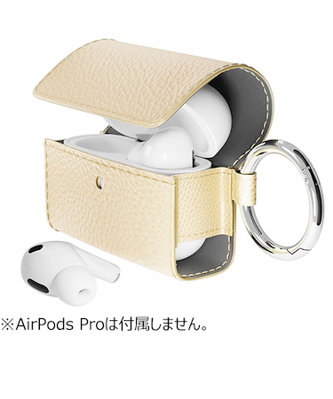 【AirPodsPro（第2世代／第1世代）】　ピージーエー（PGA）　PUレザーフリップケース　ベージュ
