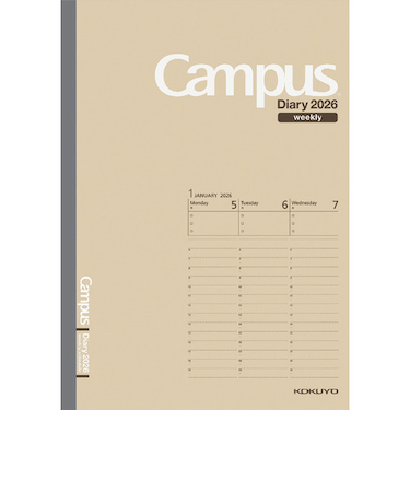【2026年1月始まり】　コクヨ（KOKUYO）　キャンパスダイアリー　A5　ウィークリーバーチカル　ニ-CWVLS-A5-26　薄茶　月曜始まり