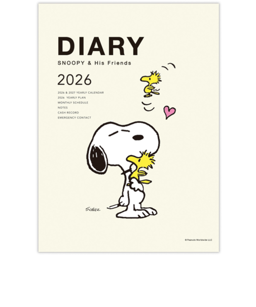 【2025年10月始まり】　ホールマーク（Hallmark）　スヌーピー　A5　マンスリーブロック　MS845674　クリームハグ　月曜始まり