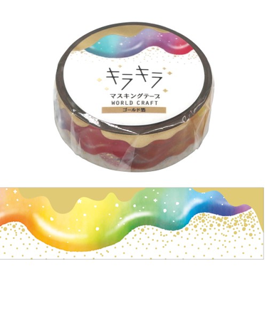 ワールドクラフト　キラキラマスキングテープ　デコレーション　KRMT15－043　Colorful　puddle