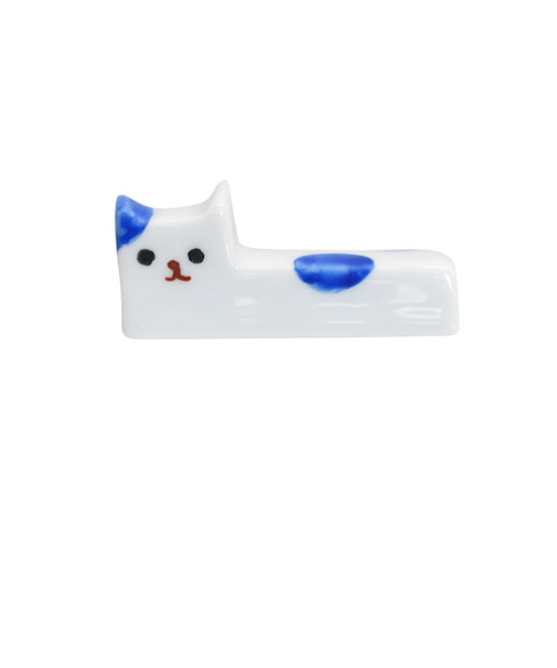 逸品社　角ネコ箸置き　ドット　ブルー