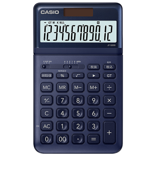 カシオ（CASIO）　電卓　スタイリッシュ　ジャストタイプ　JF－S200－NY－N　ネイビー