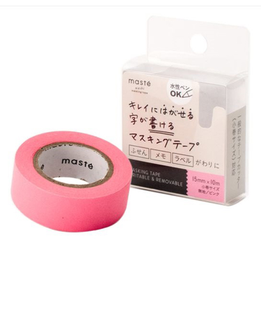 マークス（MARK'S）　水性ペンで書けるマスキングテープ　小巻　MST‐FA04‐PK　ピンク