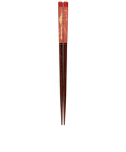 サンライフ 食洗箸 陶彩絵巻富士 21cm 赤