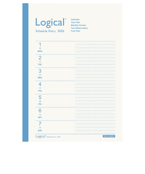 【2026年1月始まり】　ナカバヤシ　ロジカルダイアリー　B5　ウィークリー見開き2週間　NS-B504-26BK　ホワイト　月曜始まり