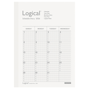 【2025年12月始まり】　ナカバヤシ　ロジカルダイアリー　A5　マンスリーブロック　NS-A502-26AW　ホワイト　日曜始まり