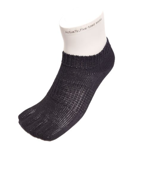 SUGATA　LABO　呼吸する和紙靴下　シークレット5本指　ショート丈　ブラック　Mサイズ