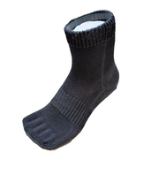 SUGATA　LABO　呼吸する和紙靴下　シークレット5本指　ミドル丈　チャコール　Mサイズ