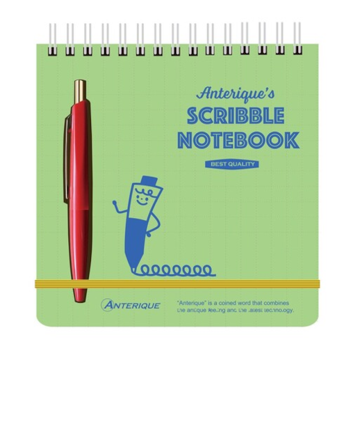アンテリック（anterique）　ミニボールペン付スクリブルノート　スクエア　若竹