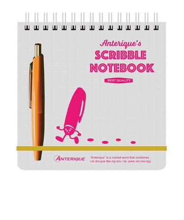 アンテリック（anterique）　ミニボールペン付スクリブルノート　スクエア　銀鼠