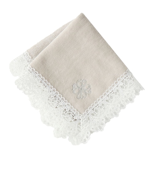 近沢レース店　120周年記念タオルハンカチ　グレー