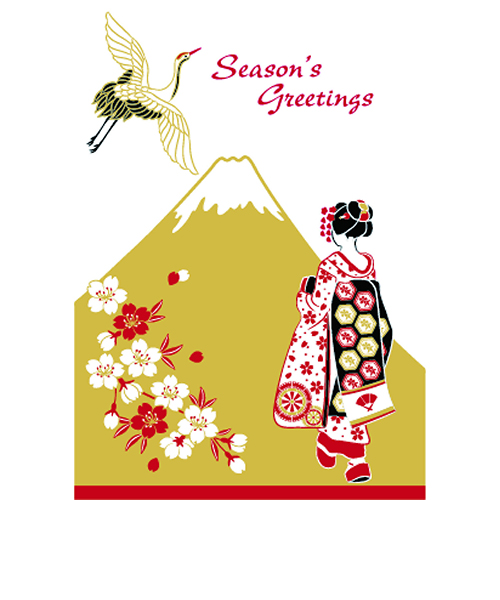 クリスマス】 フロンティア クリスマスカード 富士山と舞妓さん XCD