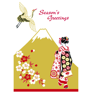 【クリスマス】　フロンティア　クリスマスカード　富士山と舞妓さん　XCD－317