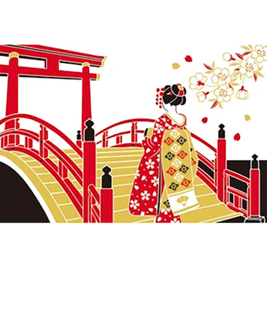 【クリスマス】　フロンティア　シルククリスマスカード　舞妓さんと太鼓橋　JXCD－104