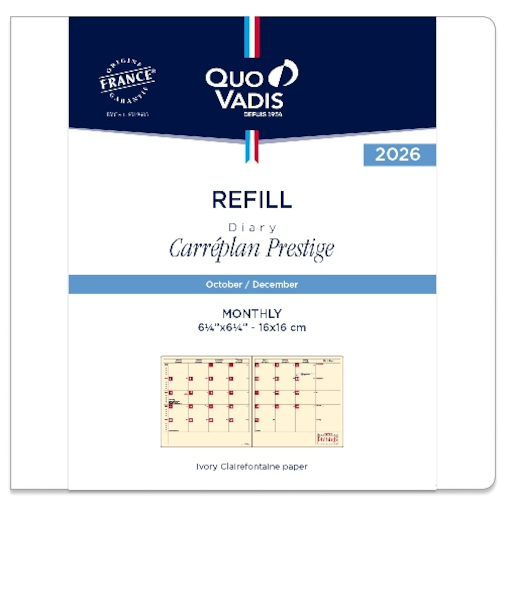 【2025年10月始まり】　クオバディス（QUO　VADIS）　カレプランプレステージ　レフィル　マンスリーブロック　qv124rech-pe　月曜始まり