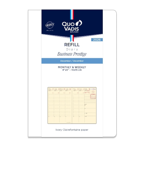 【2025年12月始まり】　クオバディス（QUO　VADIS）　ビジネスプレステージ　レフィル　ウィークリーバーチカル　qv285rech-pe　月曜始まり