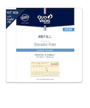 【2025年12月始まり】　クオバディス（QUO　VADIS）　エグゼクティブノート　レフィル　ウィークリーバーチカル　qv906rech-gd　ゴールド　月曜