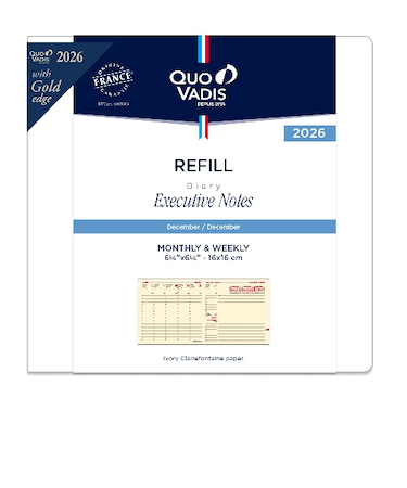 【2025年12月始まり】　クオバディス（QUO　VADIS）　エグゼクティブノート　レフィル　ウィークリーバーチカル　qv906rech-gd　ゴールド　月曜