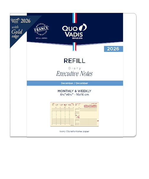 【2025年12月始まり】　クオバディス（QUO　VADIS）　エグゼクティブノート　レフィル　ウィークリーバーチカル　qv906rech-gd　ゴールド　月曜