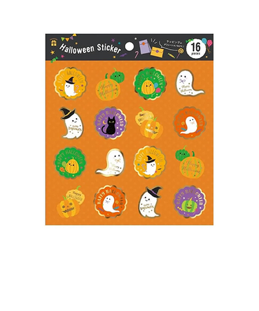 【ハロウィーン】　包む　シール　カラフルハロウィン　HW001　16片入