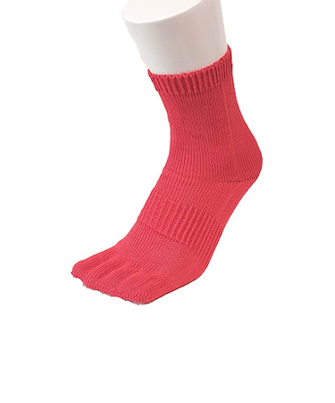 SUGATA　LABO　呼吸する和紙靴下　シークレット5本指　ミドル丈　ディープオレンジ　Sサイズ