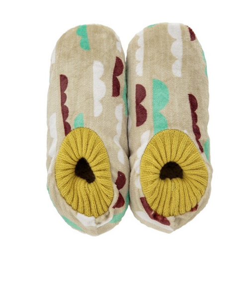 ビスク（BISQUE）　フリーシー　カバーソックス　アンクル　ベージュ＆ブラウン