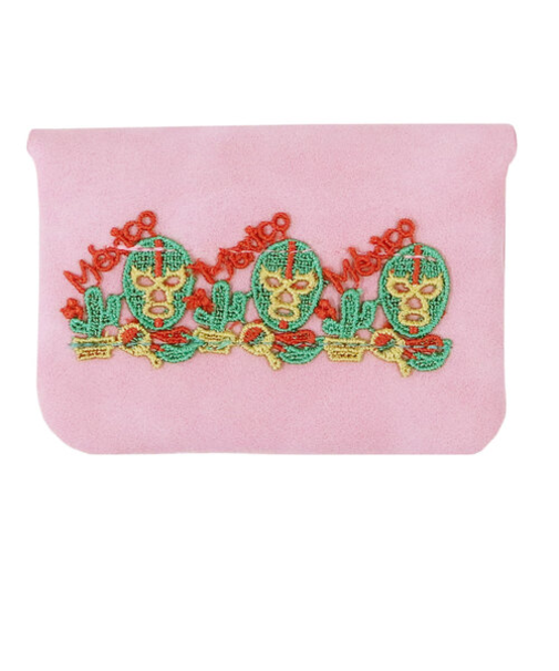 近沢レース店　ミニポーチ　覆面レスラー（ピンク）