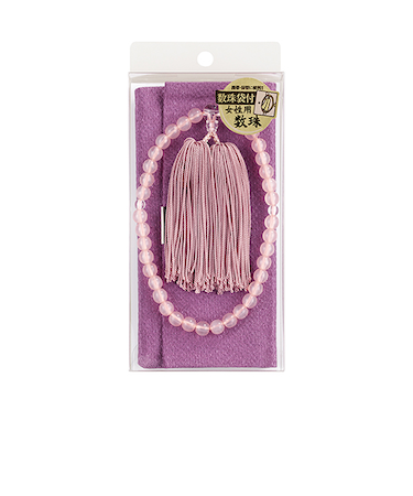 マルアイ　数珠セット　女性用　紅水晶風