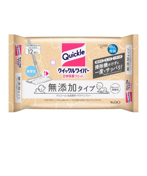 花王　クイックルワイパー　立体吸着ウエットシート　無添加タイプ　12枚入