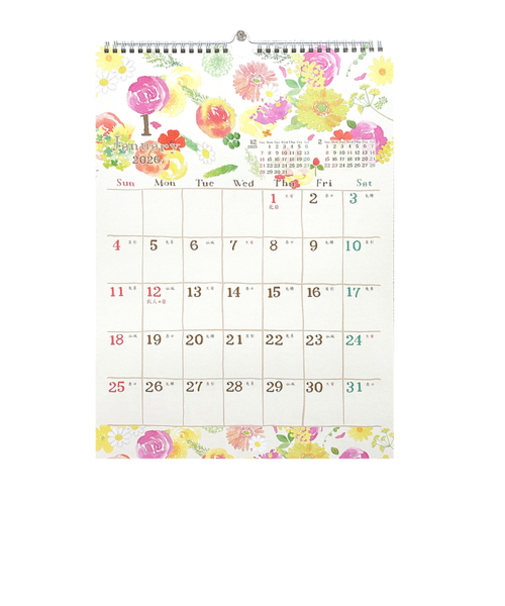 【2026年版・壁掛】　クローズ・ピン　naminami　A3壁掛けカレンダー　CL95688