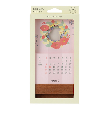 【2026年版・卓上】　ミドリ（MIDORI）　季節をのぞくカレンダー　31368　花柄