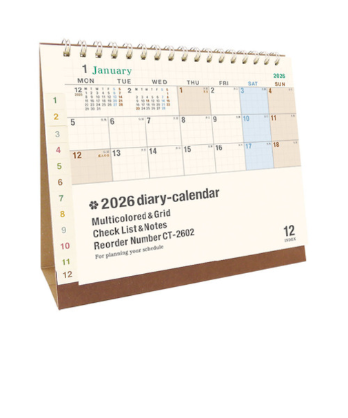 【2026年版・卓上】　リュリュ（RYU-RYU）　シンプルダイアリーカレンダー　CT-2602