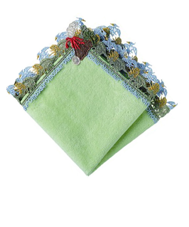 近沢レース店　シーズンタオルハンカチ　恐竜　グリーン