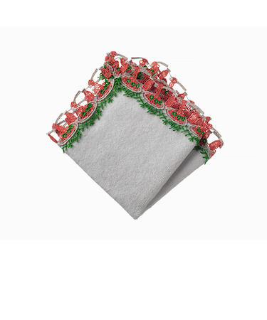 近沢レース店　シーズンタオルハンカチ　ナポリタン　グレー