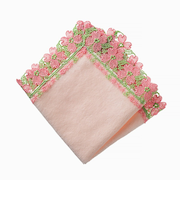 近沢レース店　シーズンタオルハンカチ　ハナミズキ　サーモンピンク