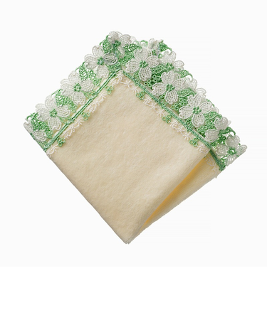 近沢レース店　シーズンタオルハンカチ　ハナミズキ　アイボリー