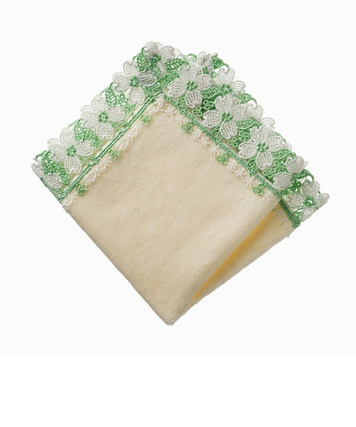 近沢レース店　シーズンタオルハンカチ　ハナミズキ　アイボリー