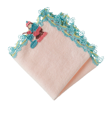 近沢レース店　シーズンタオルハンカチ　わかさぎ釣り　サーモンピンク