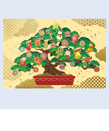 【クリスマス】　チキュウグリーティングス　和風クリスマスカード　　C07－0015