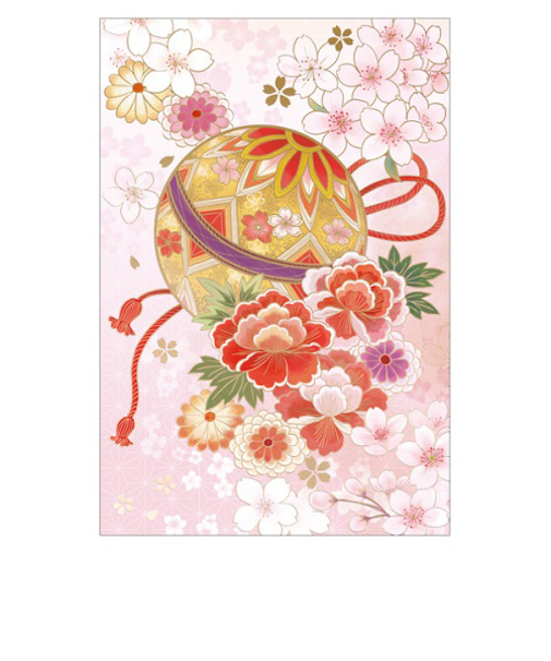 【クリスマス】　チキュウグリーティングス　和風クリスマスカード　毬　C07－0036