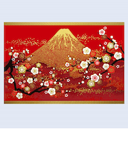 【クリスマス】　チキュウグリーティングス　和風クリスマスカード　富士山　C07－0017